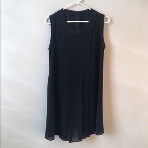 Little Black Dress Rhinestone Neck With Pleats