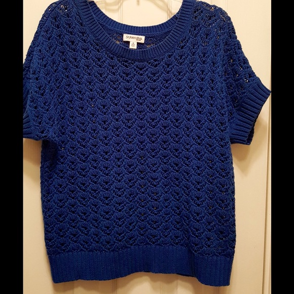 St Johns Bay Sweaters - FINAL SALE! Dark Blue Crocheted Sweater! NO OFFERS