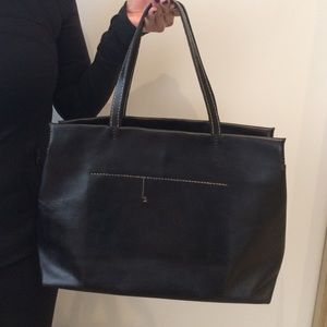 Henry Cuir black leather tote