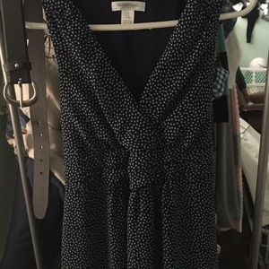 Maternity dress, navy blue with polka dots