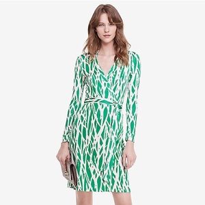 DVF Green Twigs New Jeanne Two Wrap Dress