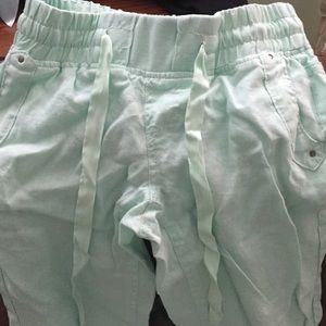 Mint green linen pants by 2b Bebe