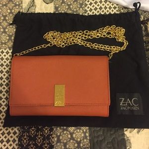 Zac Posen brown leather wallet on chain