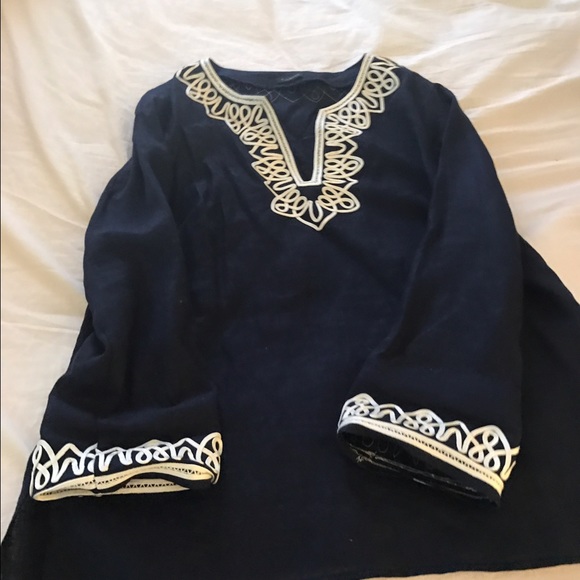 Navy & White Linen dress shirt