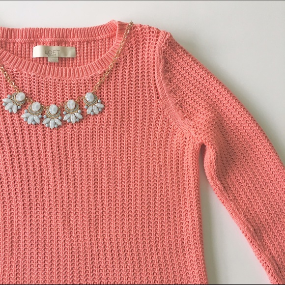 LOFT Pink Loose Knit Hi-Lo Sweater