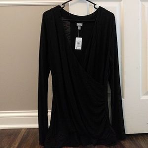 Vanity long sleeve black v-neck shirt NWT