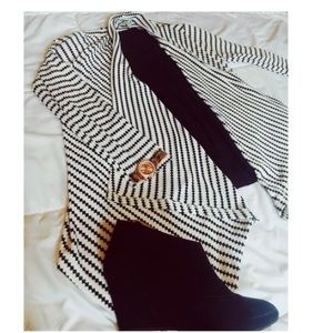 Black and White Drape Cardigan
