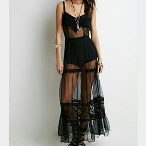 Sheer black lace maxi dress