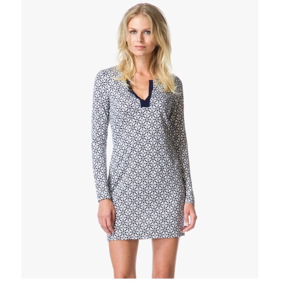DVF Silk Jersey Reina Tunic Dress in Bali Lace