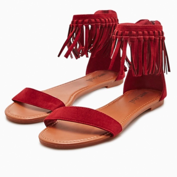 Boho suede fringe sandals - Picture 1 of 4