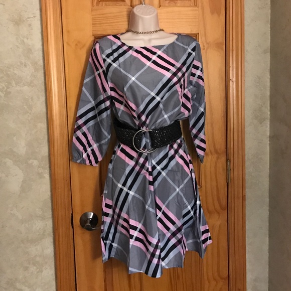 Gorgeous Pink, Black, and Gray Plaid Dress❤️ - Picture 4 of 4