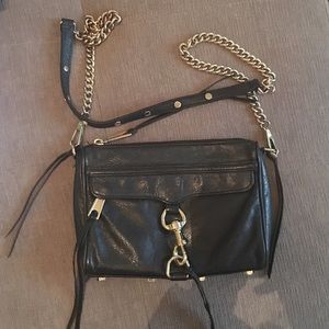 Rebecca Minkoff Black Leather & Gold Mini Mac
