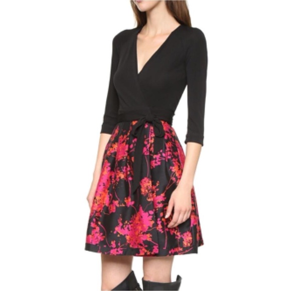 DVF Jersey Jewel Wrap Dress in Floral Daze