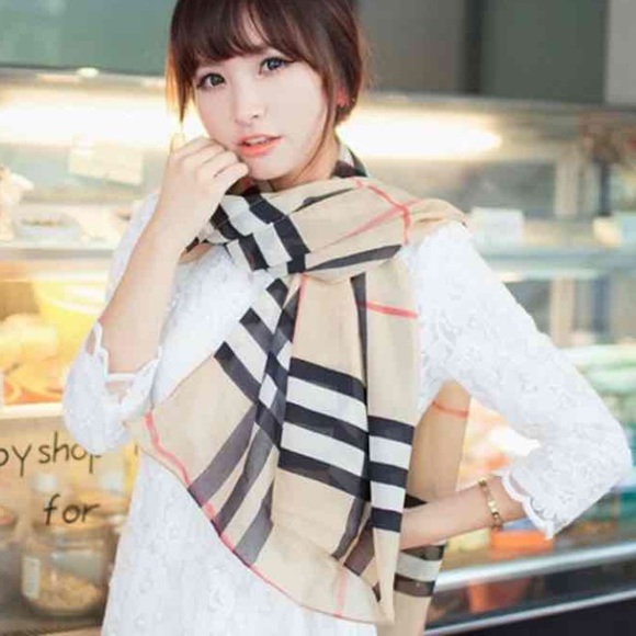 Plaid chiffon scarf OS