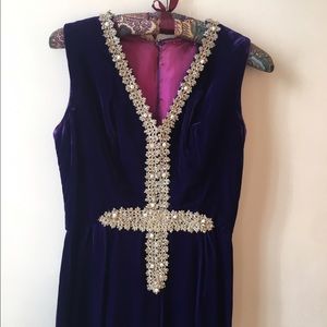 Vintage Purple Velvet Dress Iridescent Detail 4