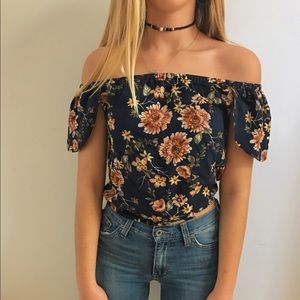 off the shoulder floral blouse