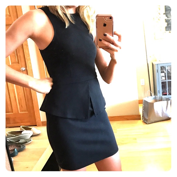 Peplum black cocktail dress