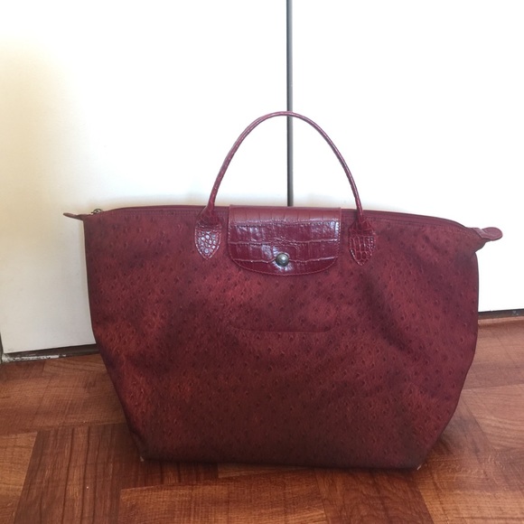 Longchamp Le Pliage Medium Ostrich Print Tote