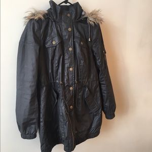 Olive green Winter Jacker Removable Hood Sz M