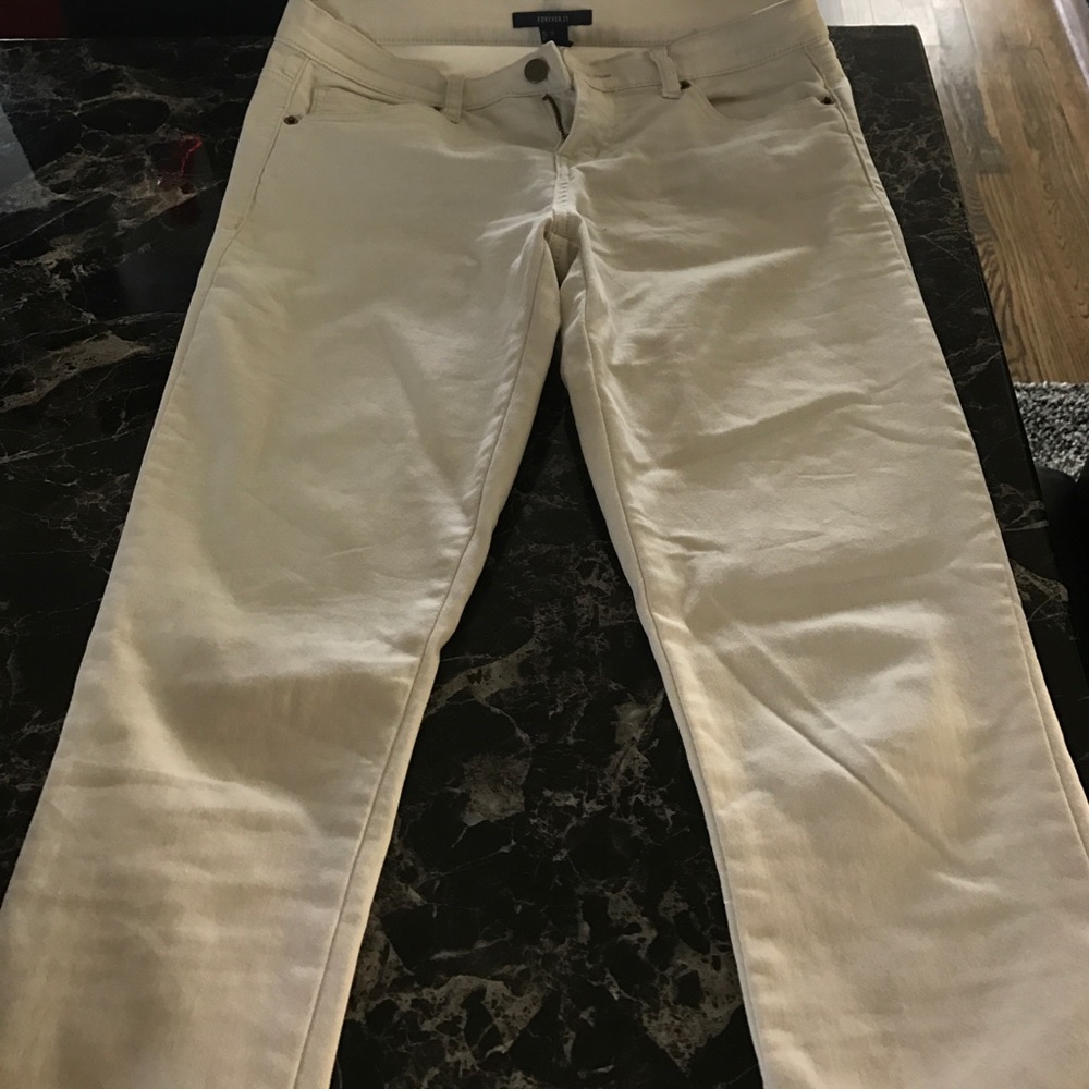 Cream colored straight leg