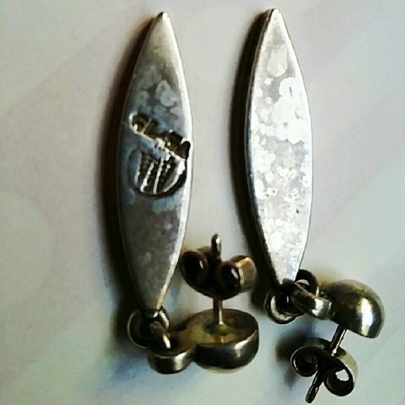 Vintage AuthenticMexican Silver Turquoise Earrings - Picture 2 of 3