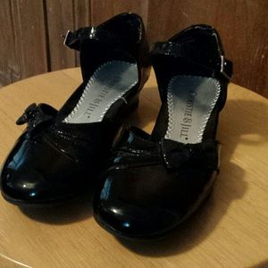 Black dressy girls shoe with glitter bow,  sz 1