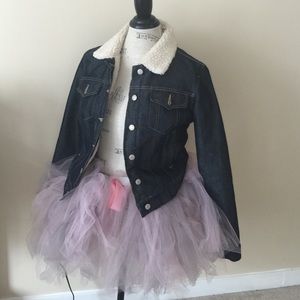 Jean bomber jacket with lambs wool