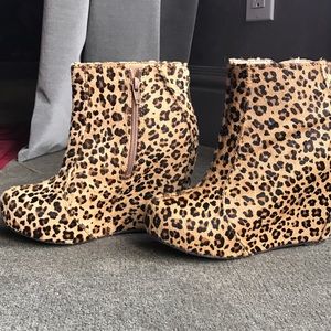 Jeffrey Campbell animal skin wedge booties