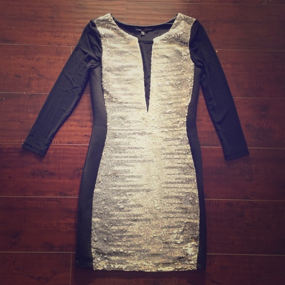 Bebe Addiction black dress with silver sequins
