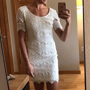 White lace mini dress