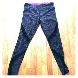 Black& white leggings with mesh stripes on legs