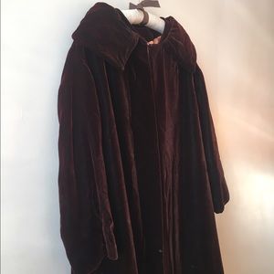 Vintage Velvet Cape Coat Rich Brown Color Size 6