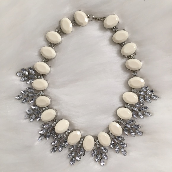 "Amelia" Necklace || White Crystal Leaves - Picture 2 of 6