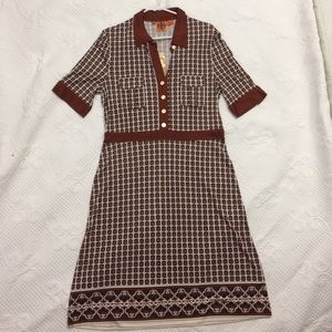 Tory Burch Brown Silk pattern Shirtdress
