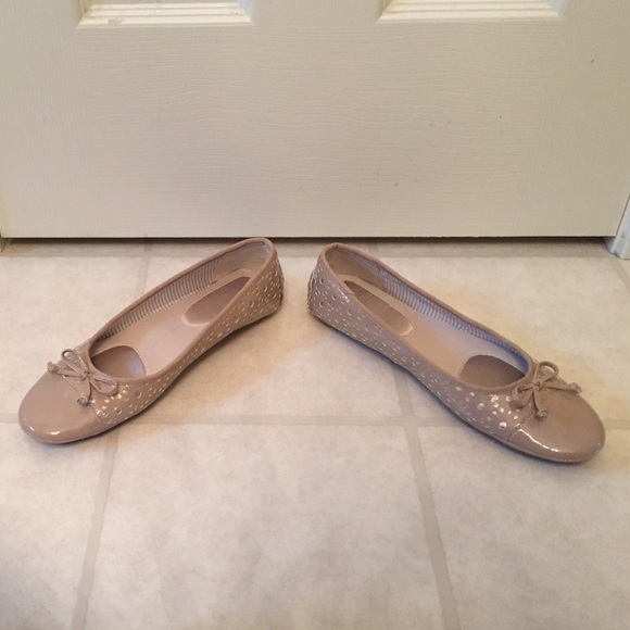 Tan patent leather flats