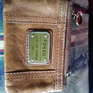 Small  brown leather fossil coin purse