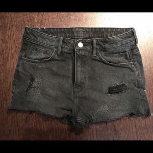 High waist distressed jean shorts