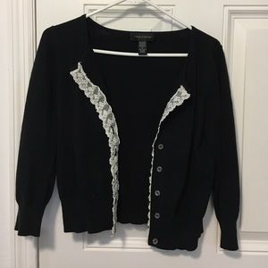 Black with White Lace Cardigan