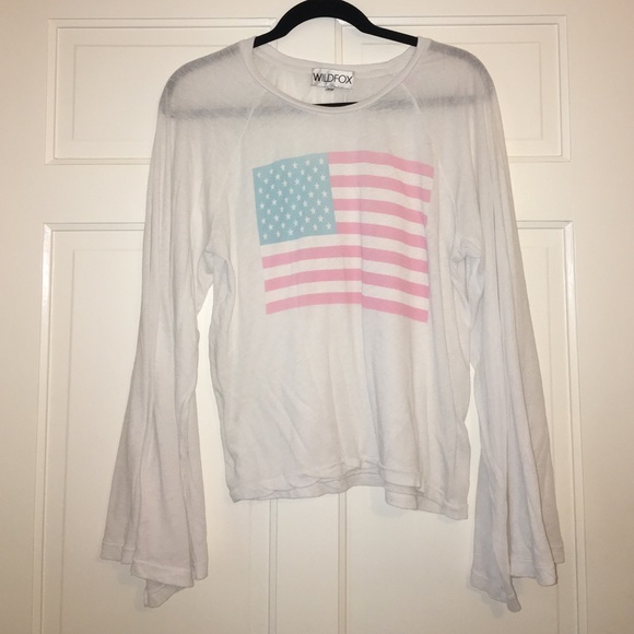 Wildfox American flag bell sleeve top M