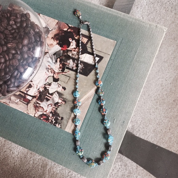 Glass Beaded & Silver Necklace