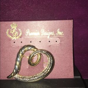 Premier jewelry gold and silver heart pin