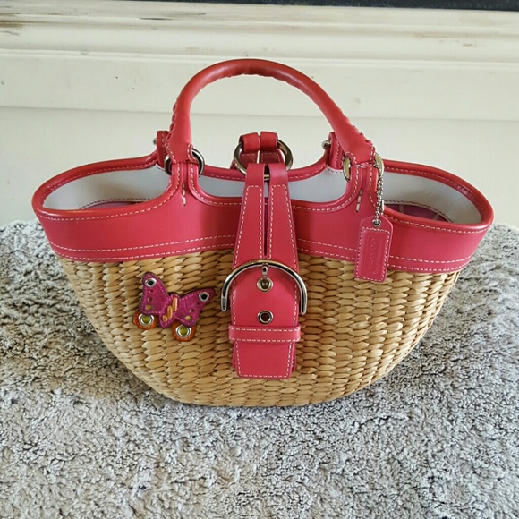 Authentic coach hobo straw bag barley used