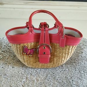 Authentic coach hobo straw bag barley used