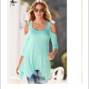 Cold shoulder, asymmetrical tunic