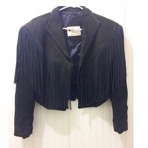 Vintage leather fringe jacket
