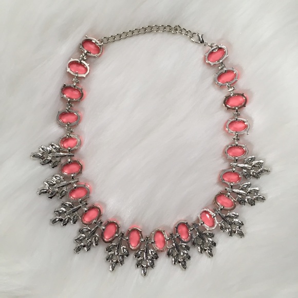 "Amelia" Necklace || Pink Crystal Leaves - Picture 3 of 6