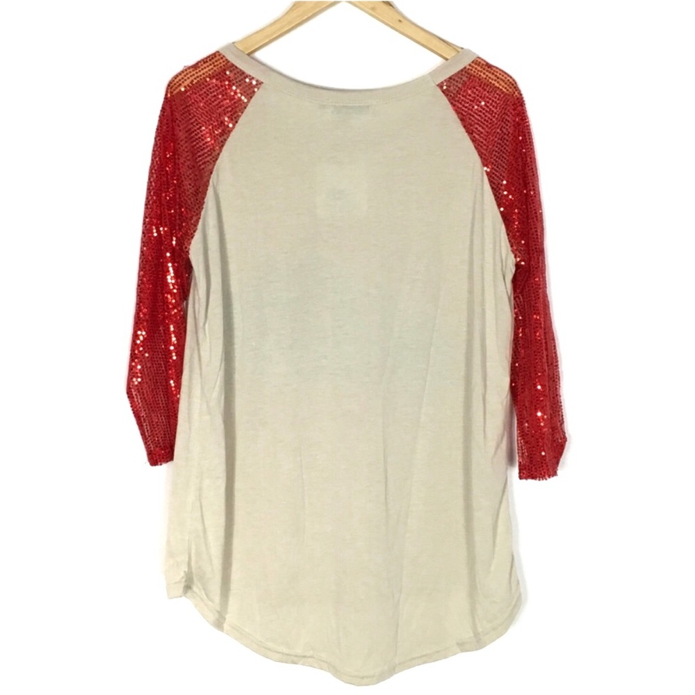 Jingle All the Way Christmas Raglan Tee w/ Sequins - Picture 4 of 5