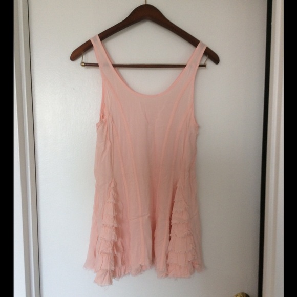 Pink Free People ruffled blouse