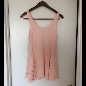 Pink Free People ruffled blouse