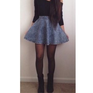 Denim Print Skater Skirt